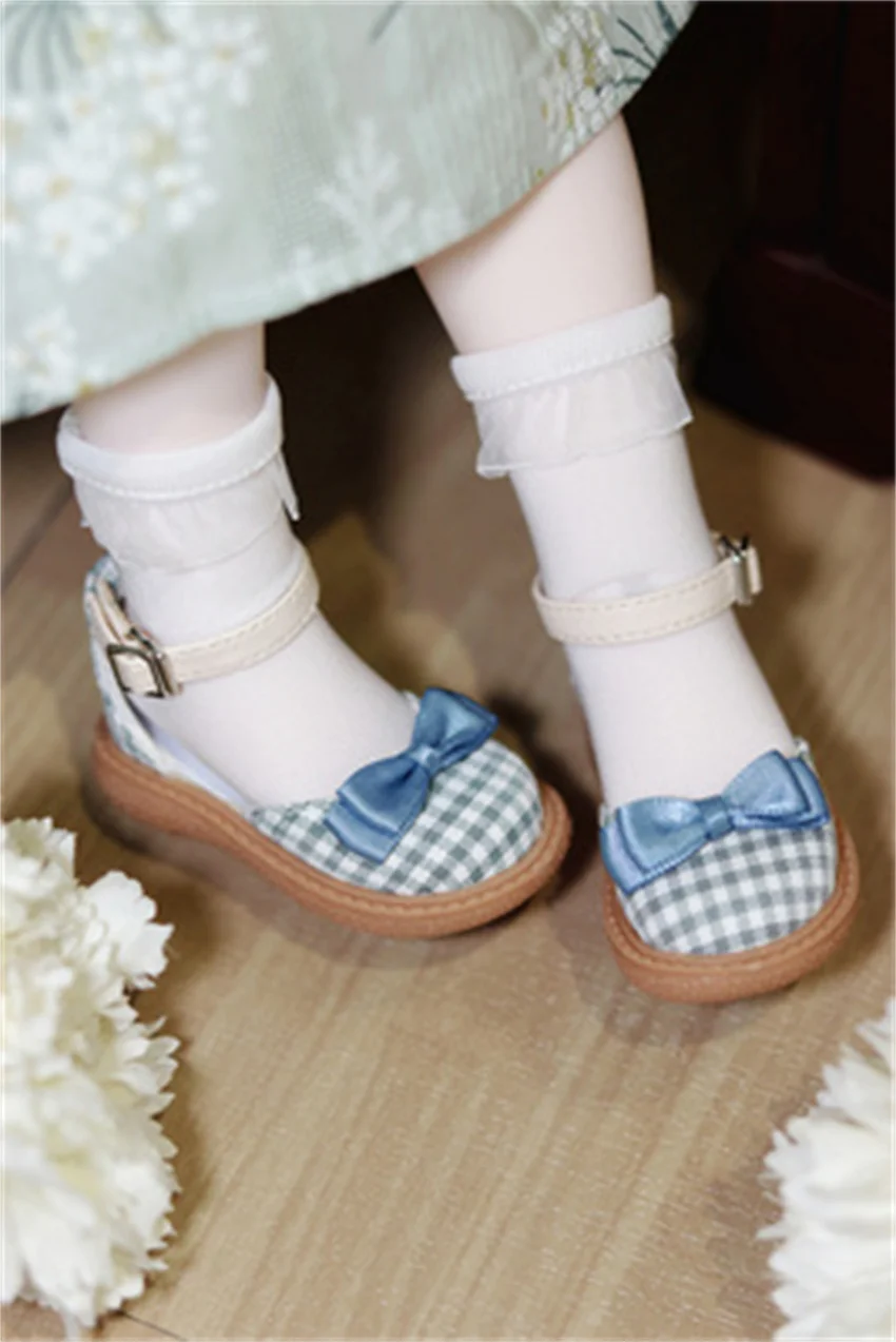 BJD MDD MSD Shoes Suitable for 1/4 Doll Sandals Soft Sole Bow Plaid Cloth Upper Multi-colored Elegant BJD Doll Accessories