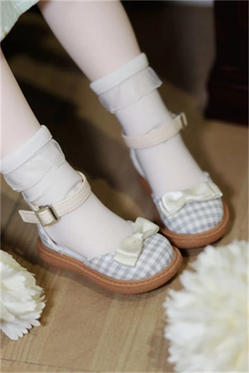 BJD MDD MSD Shoes Suitable for 1/4 Doll Sandals Soft Sole Bow Plaid Cloth Upper Multi-colored Elegant BJD Doll Accessories