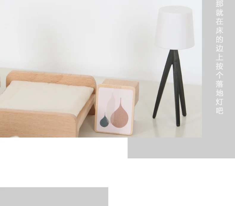 Modern dollhouse furniture kitchen wood miniature bathroom bedroom dolls house kitchen items table and chairs baby accessories