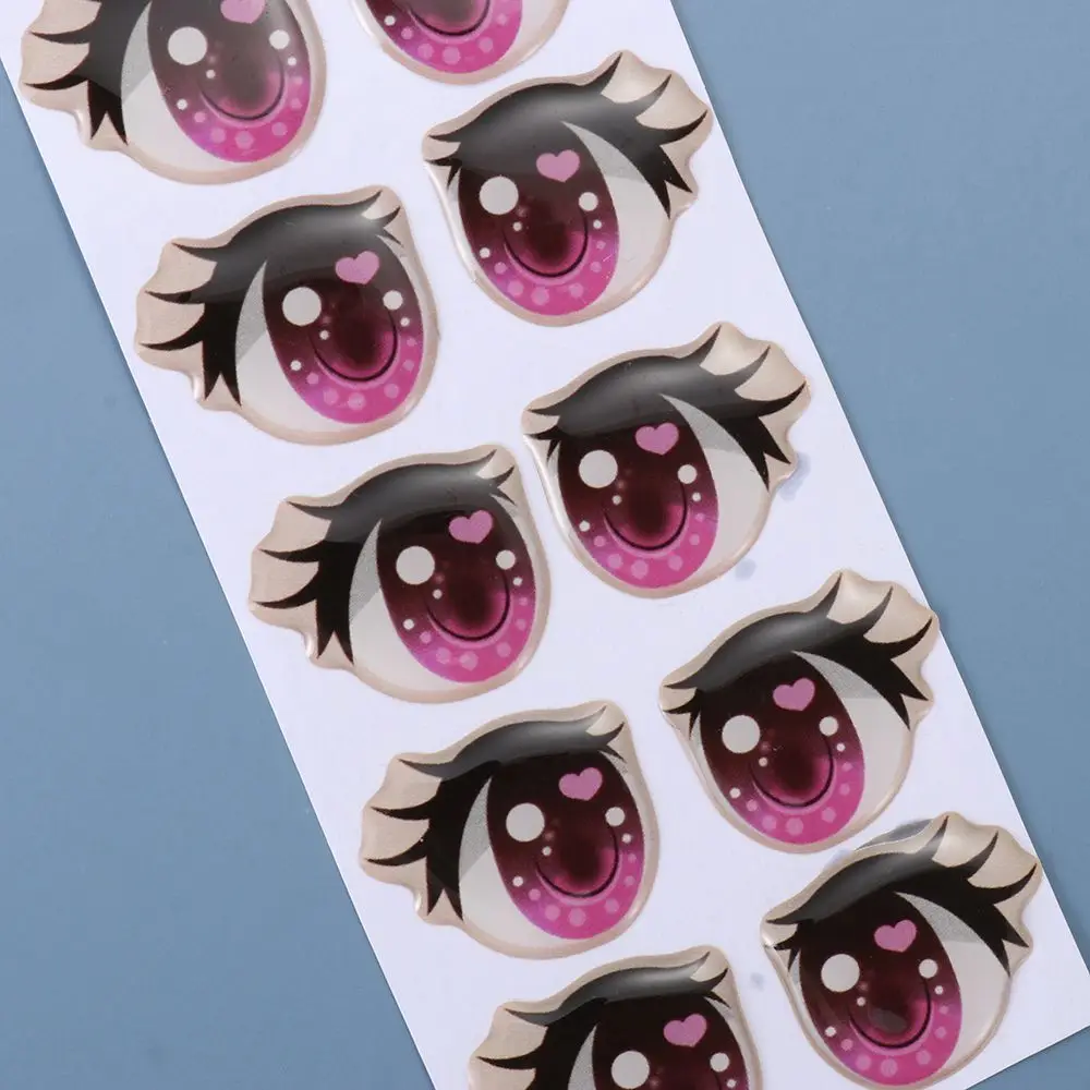 10Pairs Long Eyelashes Cute Love Cartoon Eyes Stickers Anime Figurine Doll Face Organ Paster Clay Decals DIY Doll Accessories