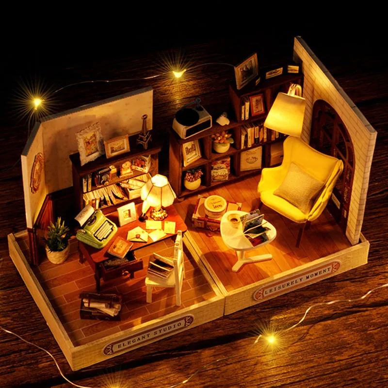 DIY Wooden Miniature Dollhouses Kit Gift Toys Roombox Doll House Furniture Box Theatre Toy For Xams Birthday