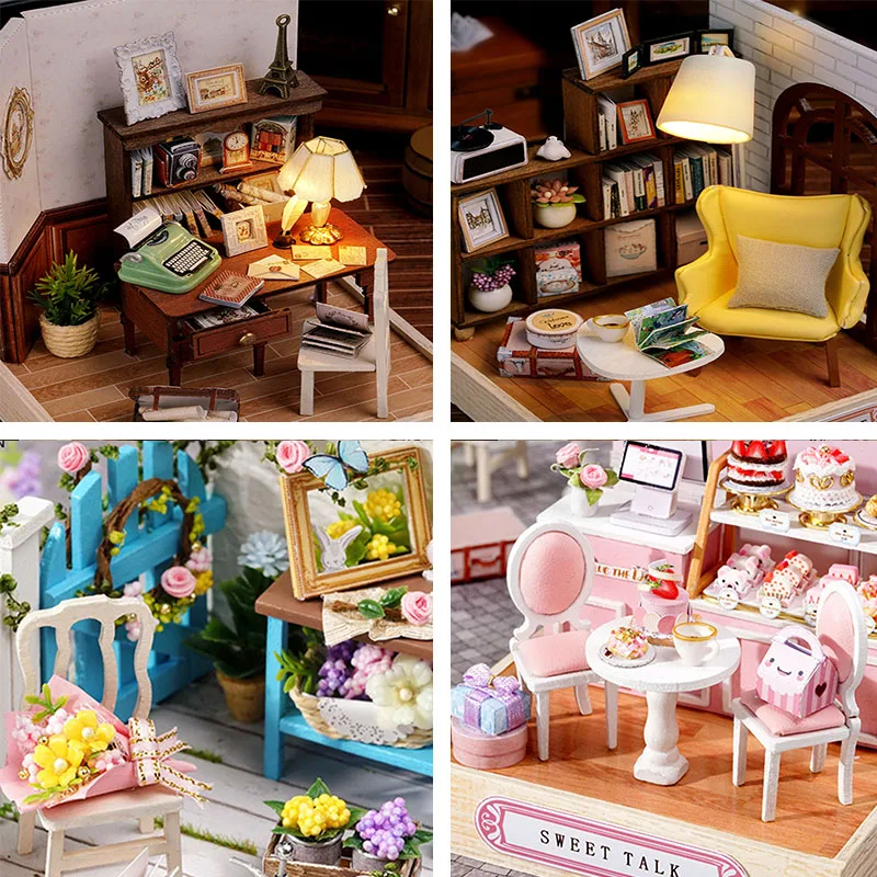 DIY Wooden Miniature Dollhouses Kit Gift Toys Roombox Doll House Furniture Box Theatre Toy For Xams Birthday