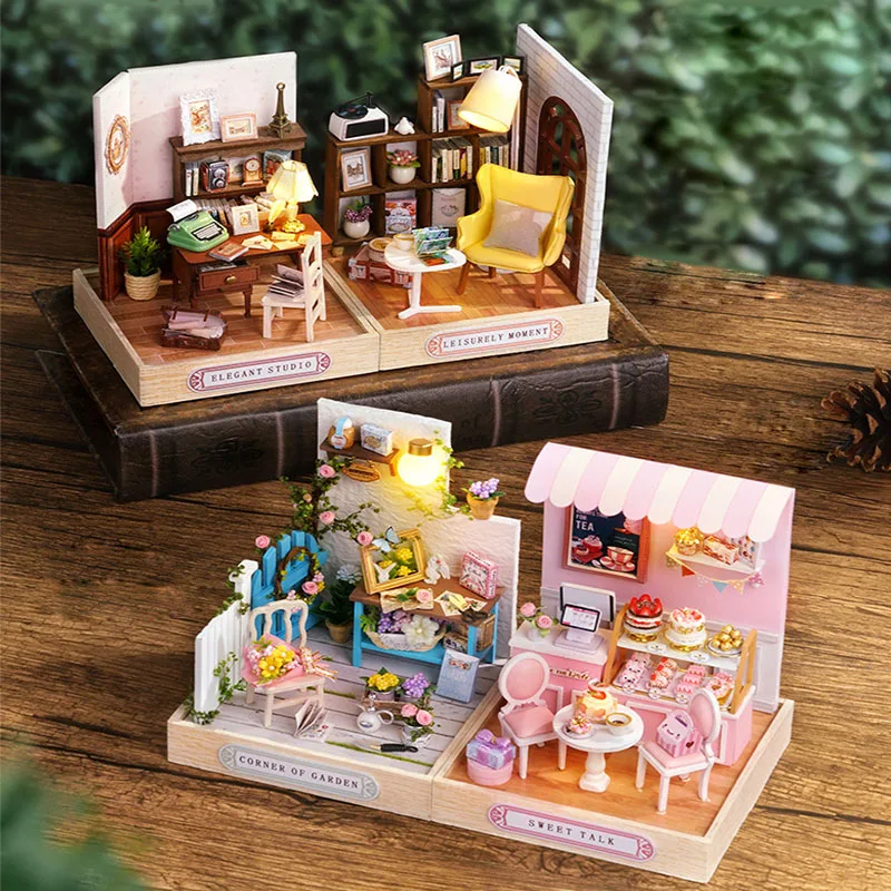 DIY Wooden Miniature Dollhouses Kit Gift Toys Roombox Doll House Furniture Box Theatre Toy For Xams Birthday