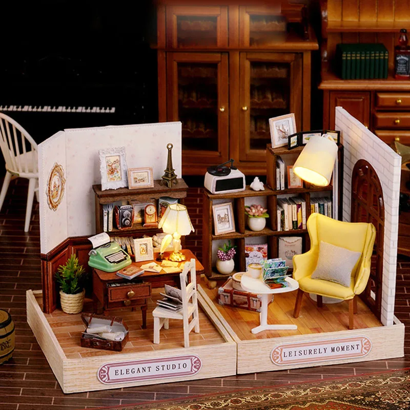 DIY Wooden Miniature Dollhouses Kit Gift Toys Roombox Doll House Furniture Box Theatre Toy For Xams Birthday