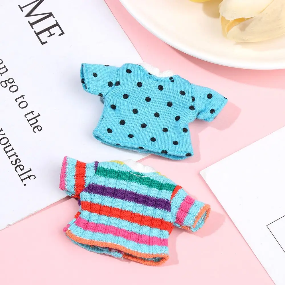 Doll Clothes Suits Stripe Shirt for 1/12 BJD Doll Clothes OB11 Doll T-shirt 1/11 Doll Panties Doll Cotton Socks Doll Accessories