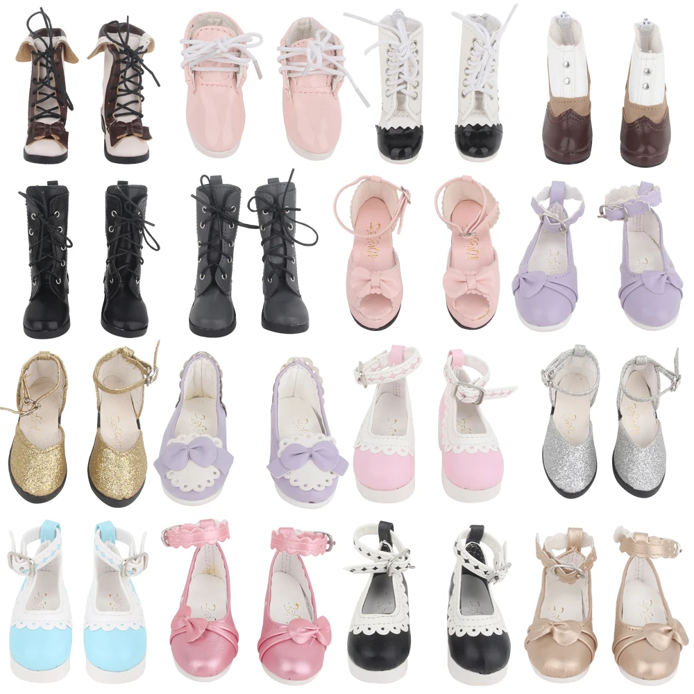 5.5cm 6cm 7cm 8cm PU Leather BJD Doll Boots Shoes Handmade Bow Princess High Heels For 1/3 1/6 BJD Doll Accessories Girl's Gift