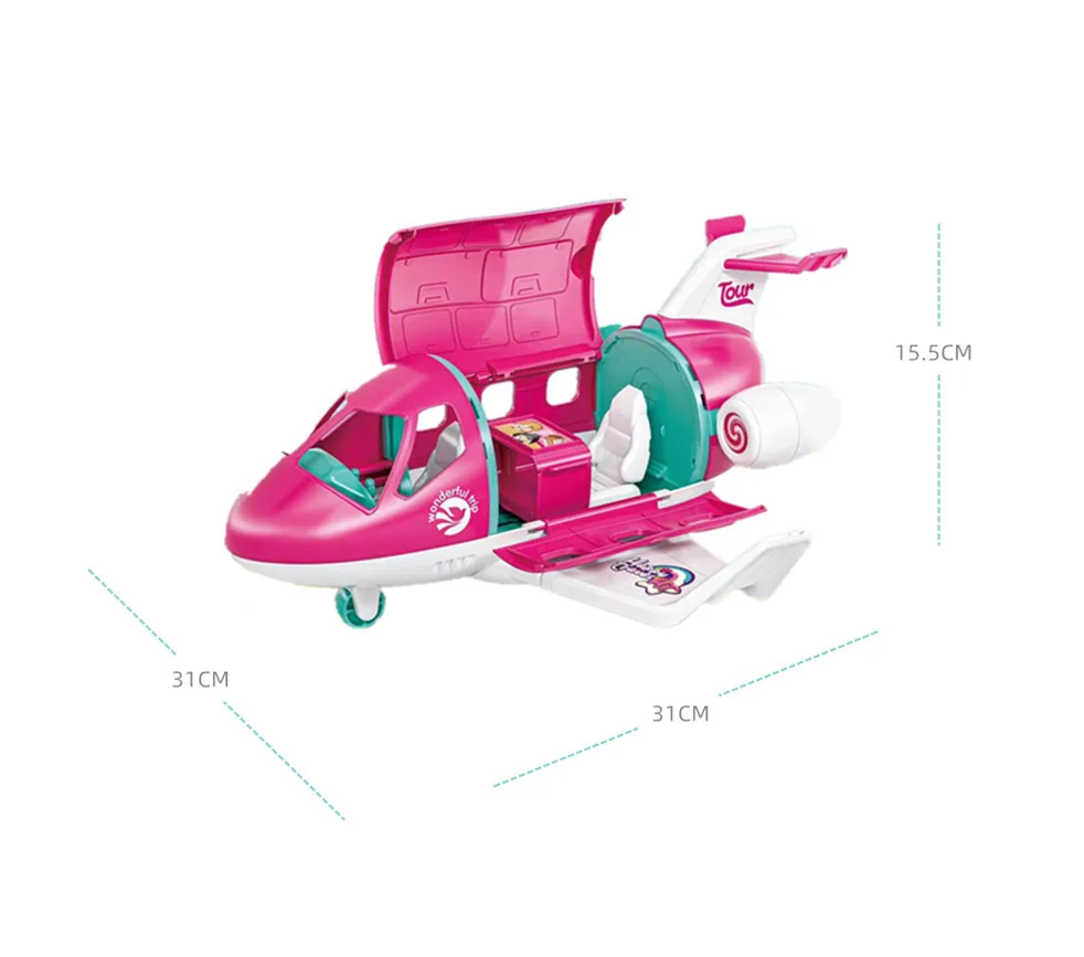 Cute Playset Doll With Travel Dream Airplane And Doll Accessories Suitcase Puppy Dog Pet Birthday Christmas Gift