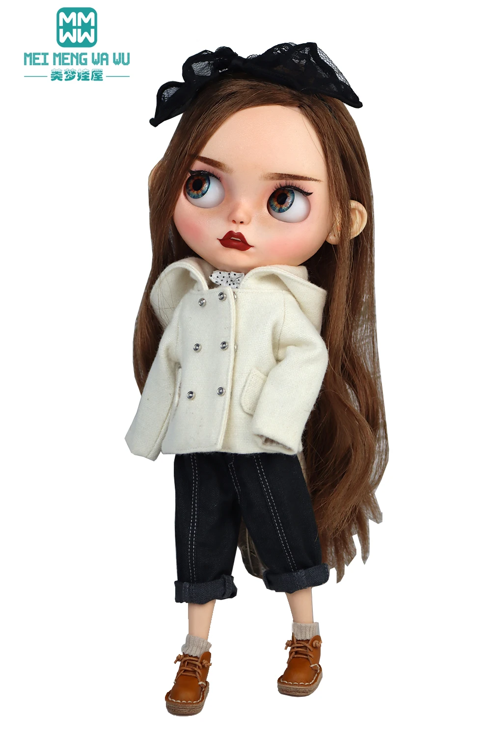 Blyth Doll Clothes Azon OB22 OB24 Fashion Wool Jacket Coat Sweater Jeans Doll Accessories
