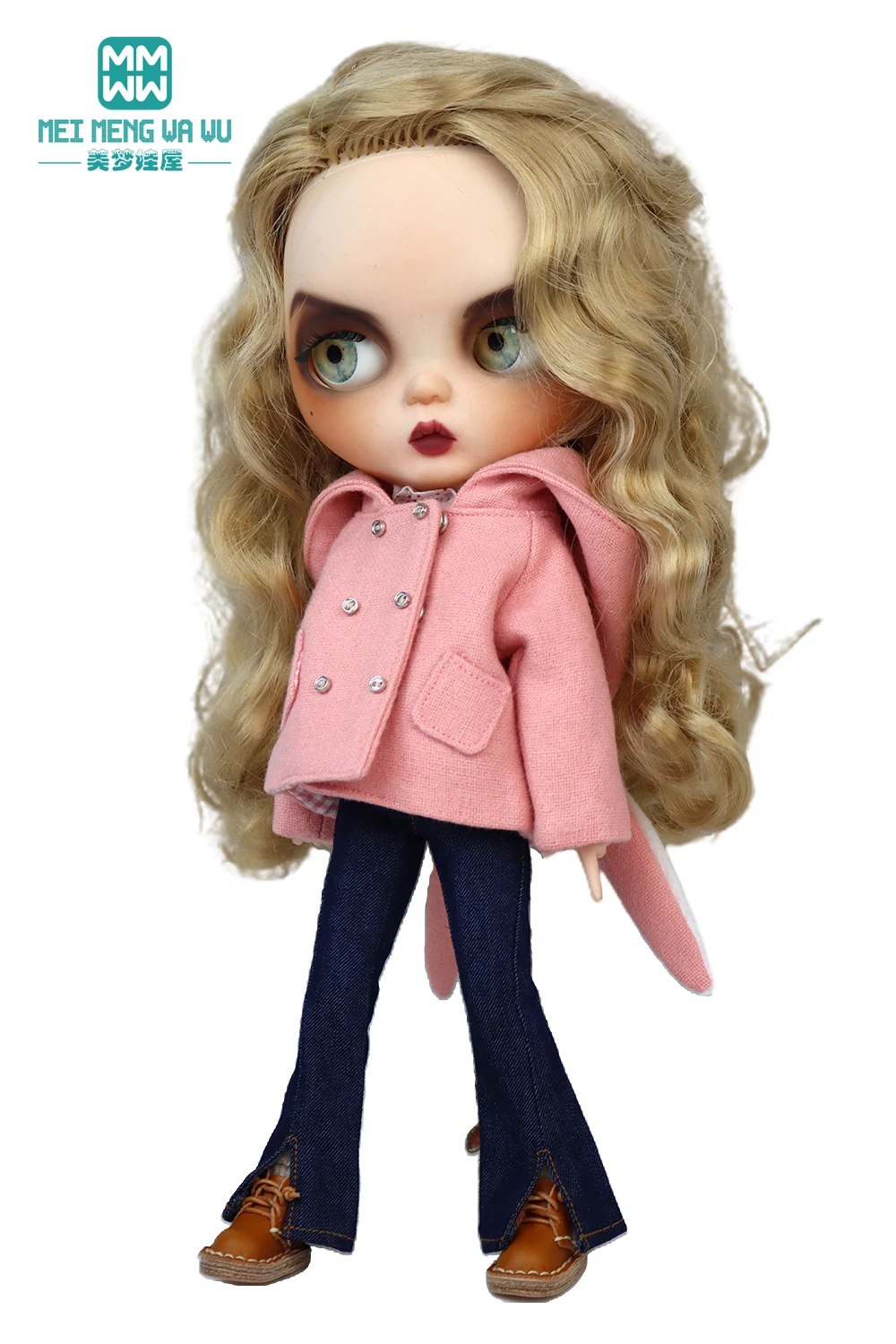 Blyth Doll Clothes Azon OB22 OB24 Fashion Wool Jacket Coat Sweater Jeans Doll Accessories