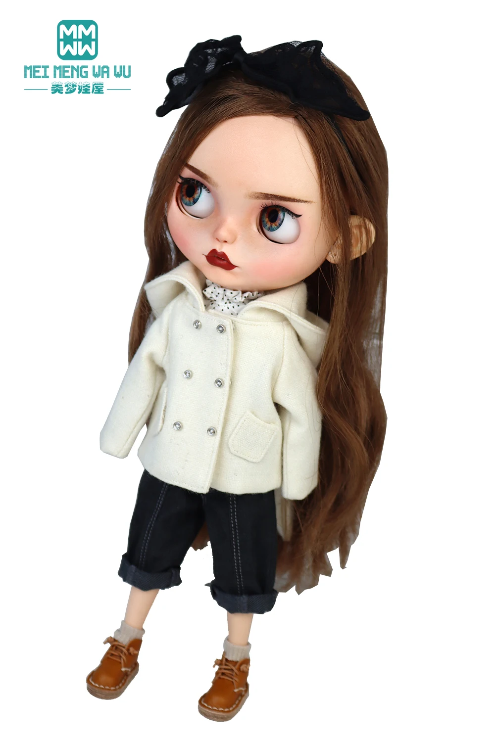 Blyth Doll Clothes Azon OB22 OB24 Fashion Wool Jacket Coat Sweater Jeans Doll Accessories