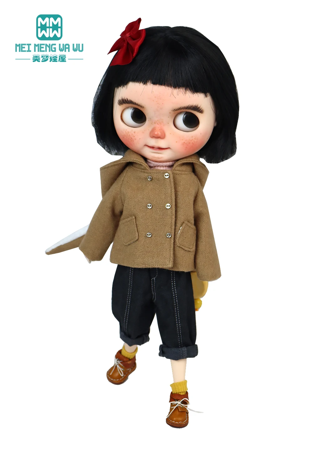 Blyth Doll Clothes Azon OB22 OB24 Fashion Wool Jacket Coat Sweater Jeans Doll Accessories