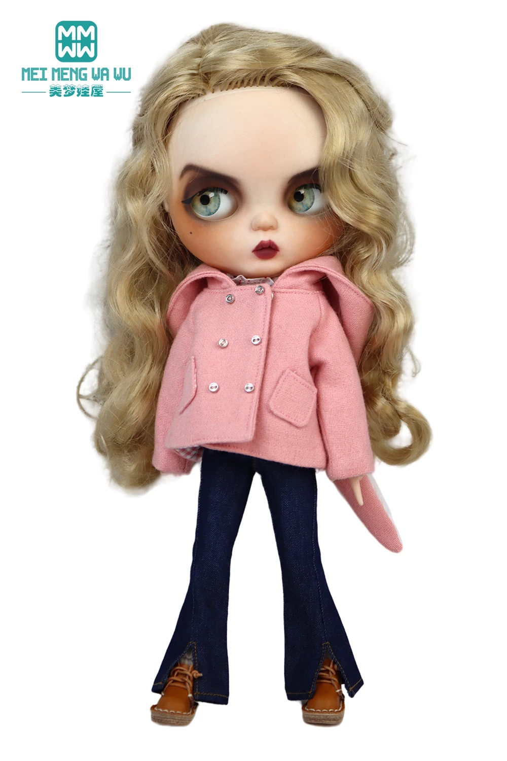Blyth Doll Clothes Azon OB22 OB24 Fashion Wool Jacket Coat Sweater Jeans Doll Accessories