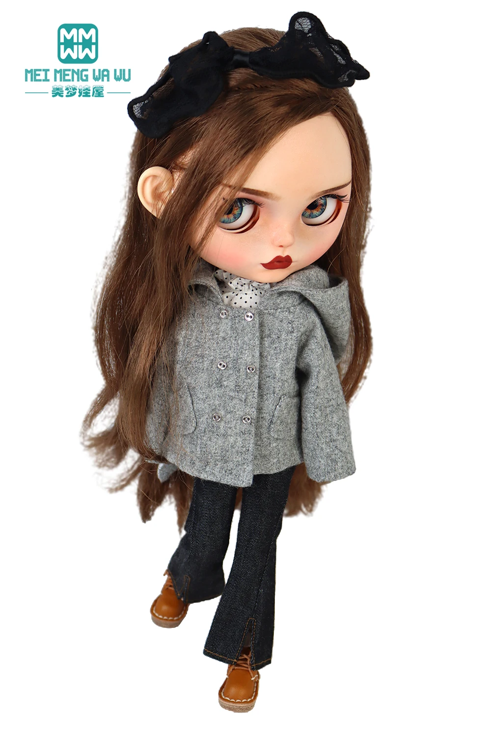 Blyth Doll Clothes Azon OB22 OB24 Fashion Wool Jacket Coat Sweater Jeans Doll Accessories