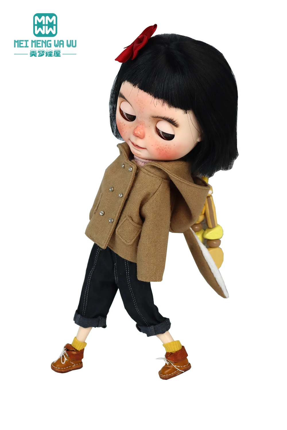 Blyth Doll Clothes Azon OB22 OB24 Fashion Wool Jacket Coat Sweater Jeans Doll Accessories