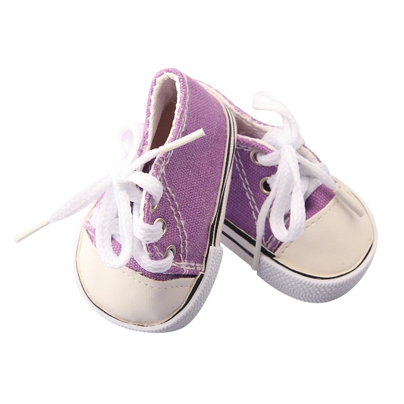 American 18 Inch Girl Doll Canvas Shoes 7cm Fashion Lines, Flowers Sneakers Boots For 43cm Baby New Born& DIY Russia,OG Doll Toy