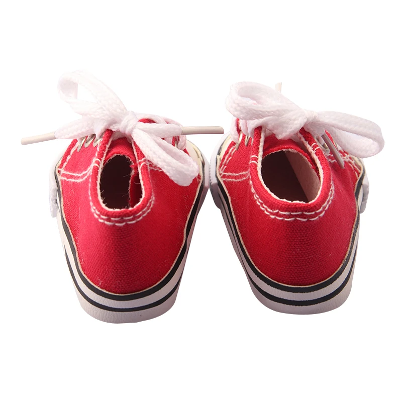 American 18 Inch Girl Doll Canvas Shoes 7cm Fashion Lines, Flowers Sneakers Boots For 43cm Baby New Born& DIY Russia,OG Doll Toy