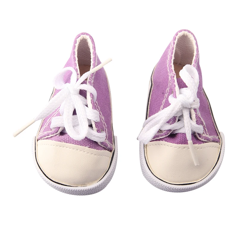American 18 Inch Girl Doll Canvas Shoes 7cm Fashion Lines, Flowers Sneakers Boots For 43cm Baby New Born& DIY Russia,OG Doll Toy