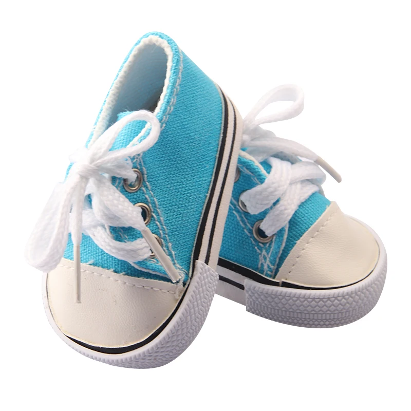 American 18 Inch Girl Doll Canvas Shoes 7cm Fashion Lines, Flowers Sneakers Boots For 43cm Baby New Born& DIY Russia,OG Doll Toy