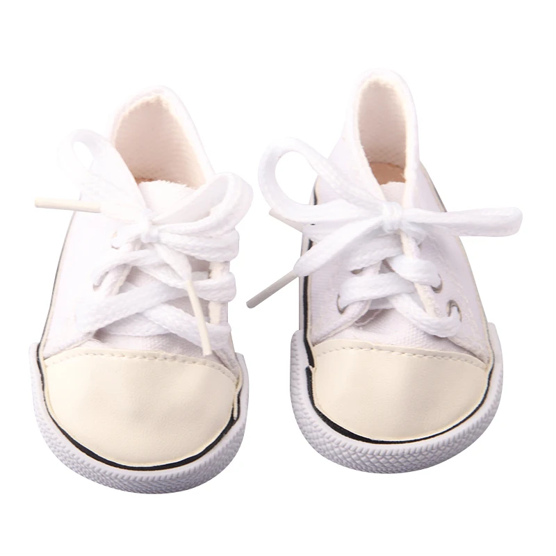 American 18 Inch Girl Doll Canvas Shoes 7cm Fashion Lines, Flowers Sneakers Boots For 43cm Baby New Born& DIY Russia,OG Doll Toy