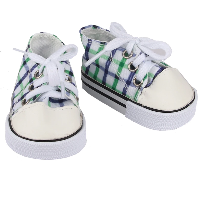 American 18 Inch Girl Doll Canvas Shoes 7cm Fashion Lines, Flowers Sneakers Boots For 43cm Baby New Born& DIY Russia,OG Doll Toy