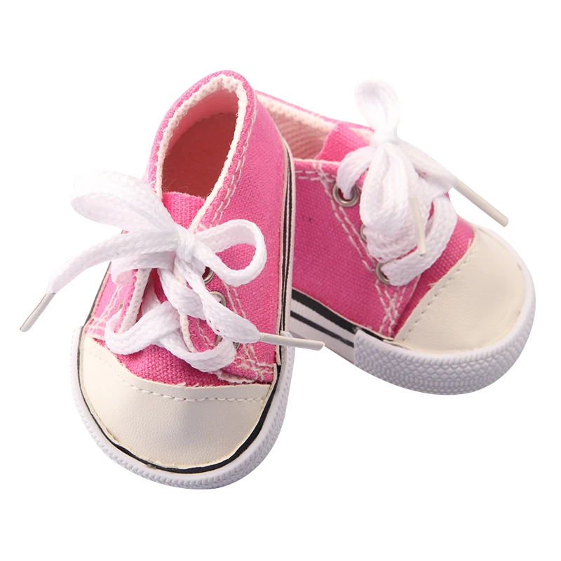 American 18 Inch Girl Doll Canvas Shoes 7cm Fashion Lines, Flowers Sneakers Boots For 43cm Baby New Born& DIY Russia,OG Doll Toy