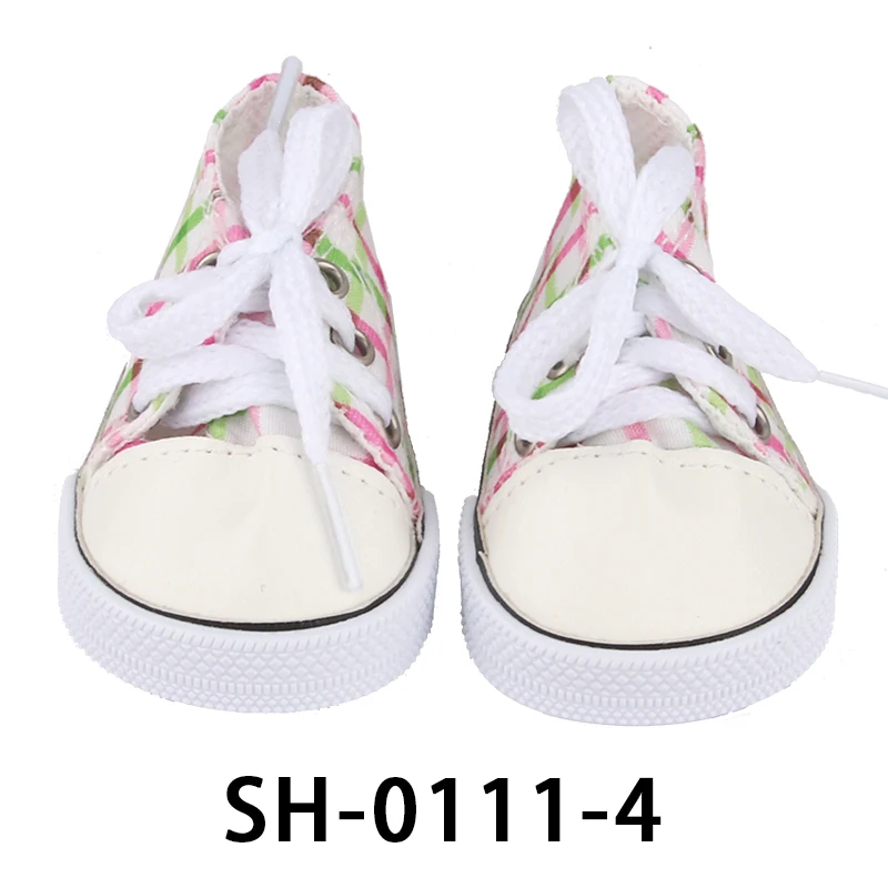 American 18 Inch Girl Doll Canvas Shoes 7cm Fashion Lines, Flowers Sneakers Boots For 43cm Baby New Born& DIY Russia,OG Doll Toy