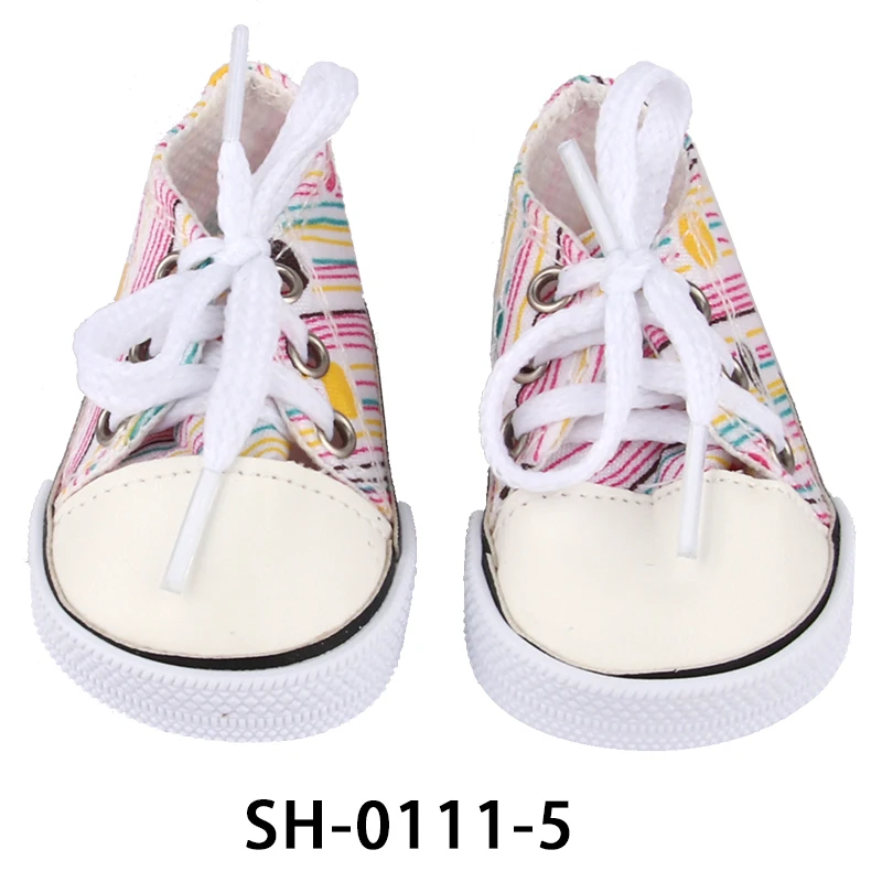 American 18 Inch Girl Doll Canvas Shoes 7cm Fashion Lines, Flowers Sneakers Boots For 43cm Baby New Born& DIY Russia,OG Doll Toy