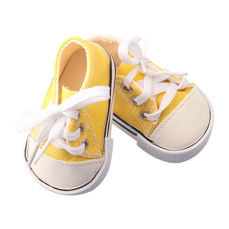 American 18 Inch Girl Doll Canvas Shoes 7cm Fashion Lines, Flowers Sneakers Boots For 43cm Baby New Born& DIY Russia,OG Doll Toy