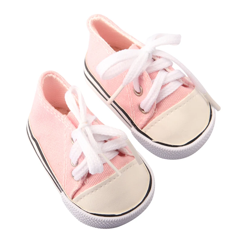 American 18 Inch Girl Doll Canvas Shoes 7cm Fashion Lines, Flowers Sneakers Boots For 43cm Baby New Born& DIY Russia,OG Doll Toy