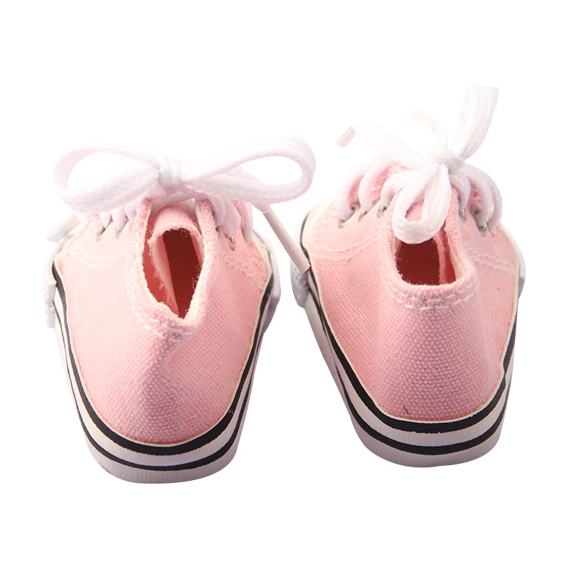 American 18 Inch Girl Doll Canvas Shoes 7cm Fashion Lines, Flowers Sneakers Boots For 43cm Baby New Born& DIY Russia,OG Doll Toy