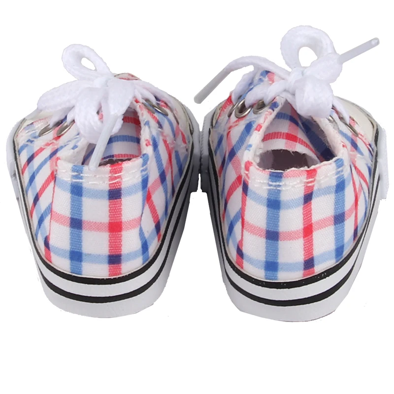American 18 Inch Girl Doll Canvas Shoes 7cm Fashion Lines, Flowers Sneakers Boots For 43cm Baby New Born& DIY Russia,OG Doll Toy