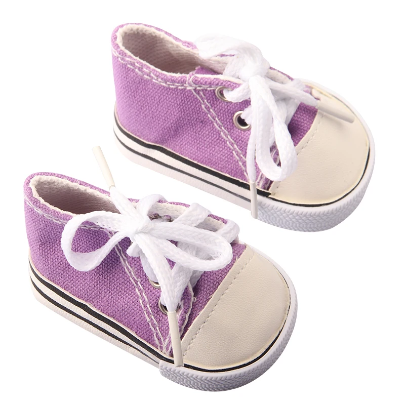 American 18 Inch Girl Doll Canvas Shoes 7cm Fashion Lines, Flowers Sneakers Boots For 43cm Baby New Born& DIY Russia,OG Doll Toy
