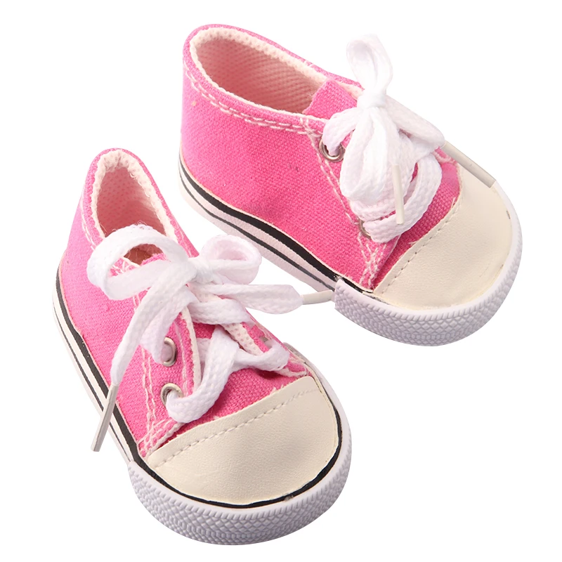 American 18 Inch Girl Doll Canvas Shoes 7cm Fashion Lines, Flowers Sneakers Boots For 43cm Baby New Born& DIY Russia,OG Doll Toy