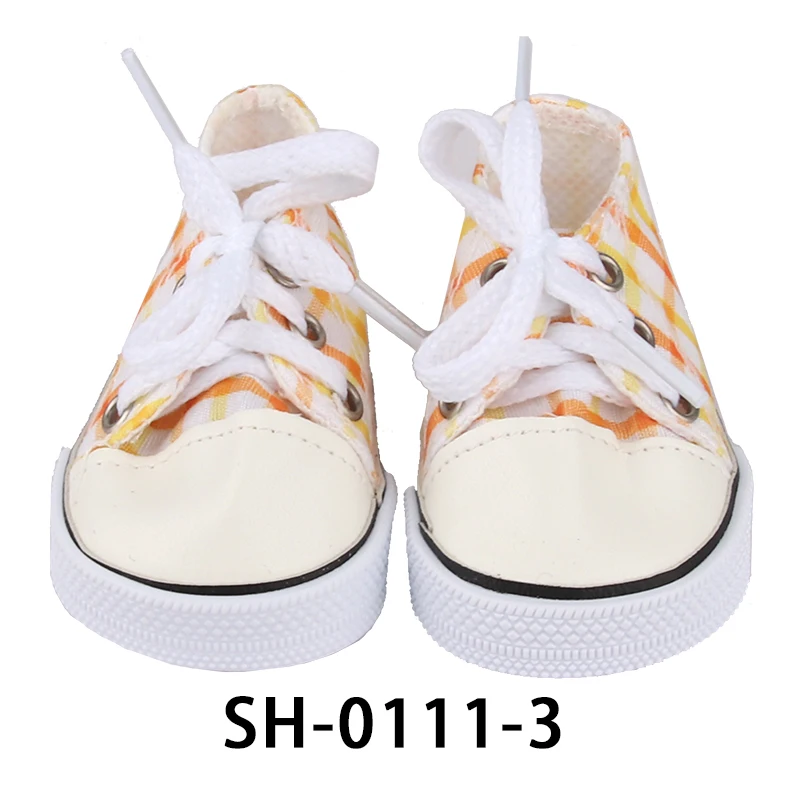 American 18 Inch Girl Doll Canvas Shoes 7cm Fashion Lines, Flowers Sneakers Boots For 43cm Baby New Born& DIY Russia,OG Doll Toy