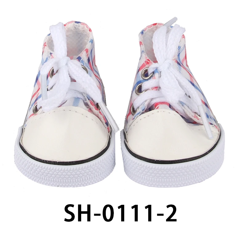 American 18 Inch Girl Doll Canvas Shoes 7cm Fashion Lines, Flowers Sneakers Boots For 43cm Baby New Born& DIY Russia,OG Doll Toy