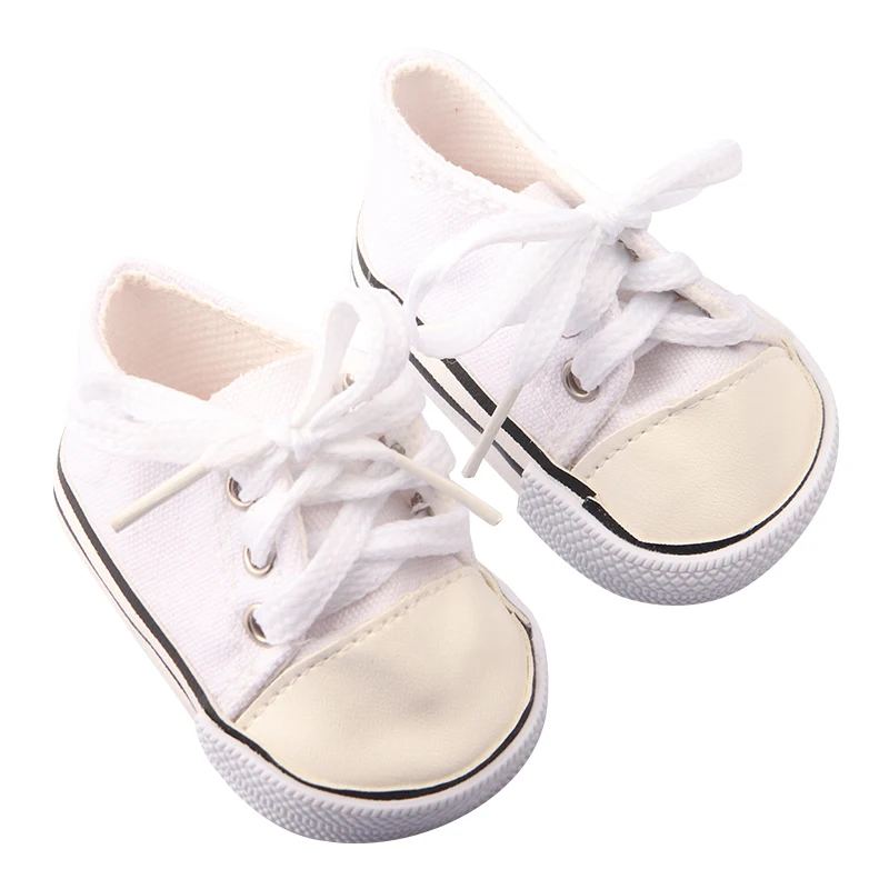 American 18 Inch Girl Doll Canvas Shoes 7cm Fashion Lines, Flowers Sneakers Boots For 43cm Baby New Born& DIY Russia,OG Doll Toy