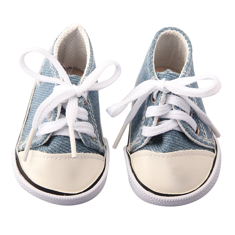 American 18 Inch Girl Doll Canvas Shoes 7cm Fashion Lines, Flowers Sneakers Boots For 43cm Baby New Born& DIY Russia,OG Doll Toy