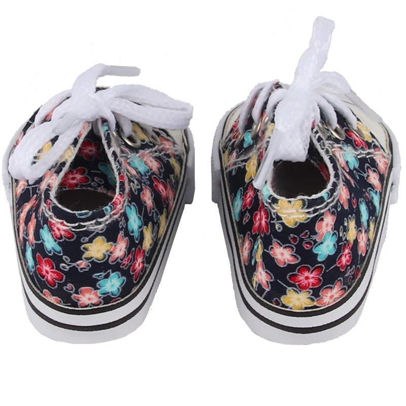 American 18 Inch Girl Doll Canvas Shoes 7cm Fashion Lines, Flowers Sneakers Boots For 43cm Baby New Born& DIY Russia,OG Doll Toy