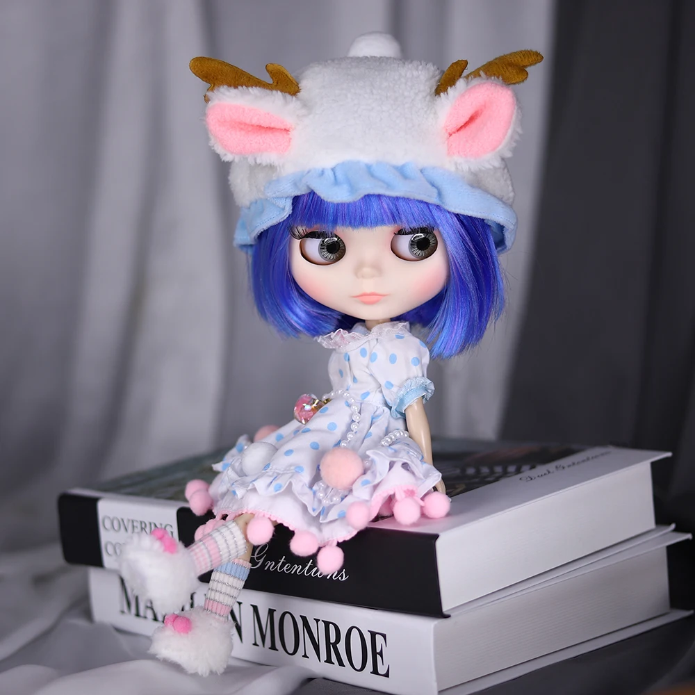 ICY DBS Blyth Doll bjd Clothes white dress pink cloak toy outfit
