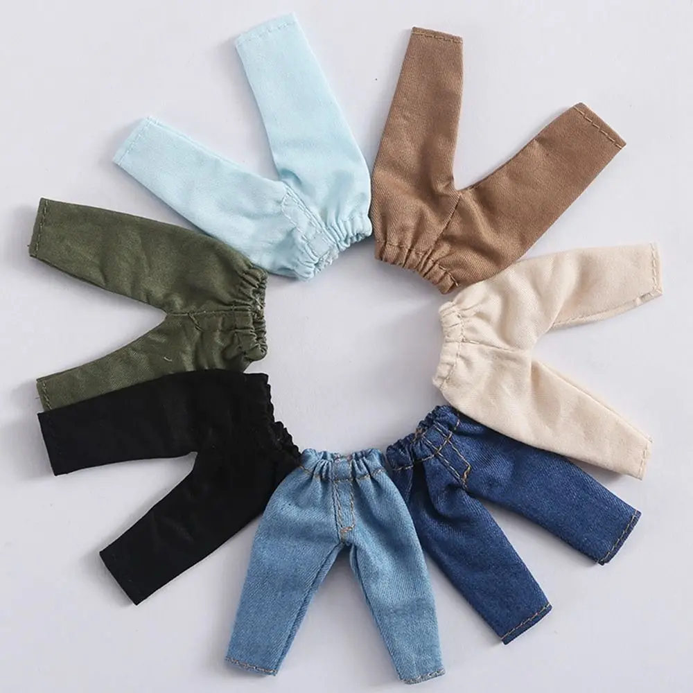 Fashion Doll Clothes For 1/11 OB11 Dolls Denim Trousers For 1/12 Bjd/GSC Doll T-shirt Mini Cute Doll Pants DIY Doll Accessories