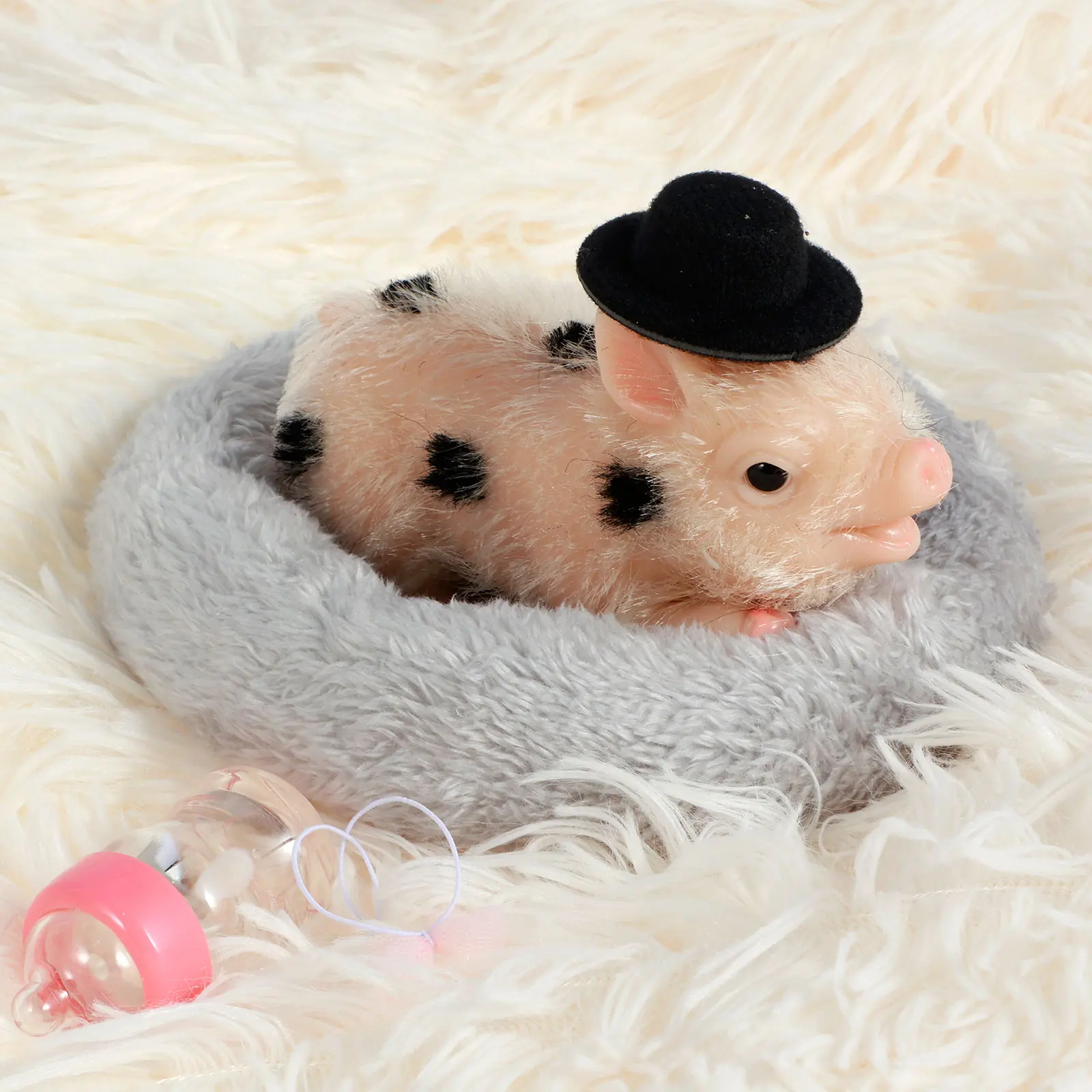 Silicone Pig Doll Toy Mini Soft Realisitc Pig Doll Baby Early Educational Toy Gift Cute Lifelike Piglet Doll Decompression Toys