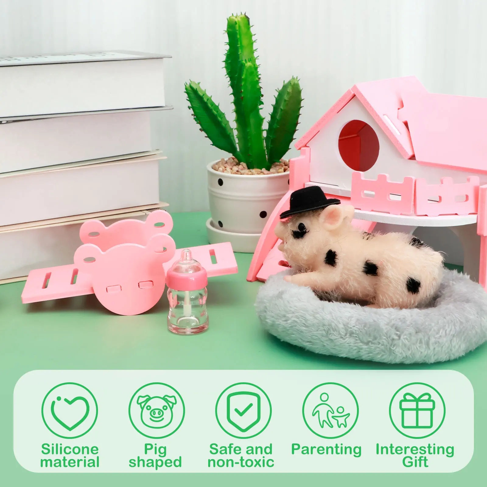 Silicone Pig Doll Toy Mini Soft Realisitc Pig Doll Baby Early Educational Toy Gift Cute Lifelike Piglet Doll Decompression Toys
