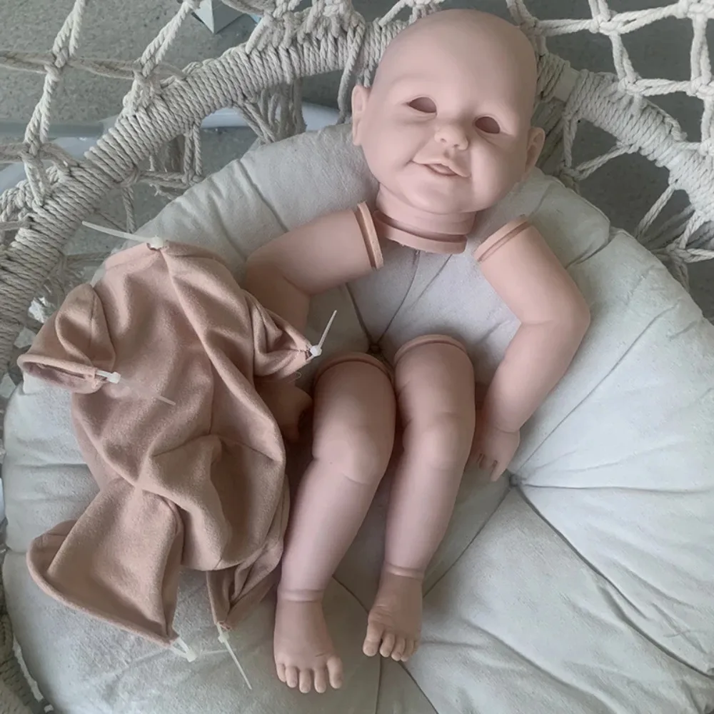 20inch Reborn Doll Kit Abigail Popular Smile Baby Unpainted Fresh Color Doll Parts with Body and Eyes Bebê Reborn Kit