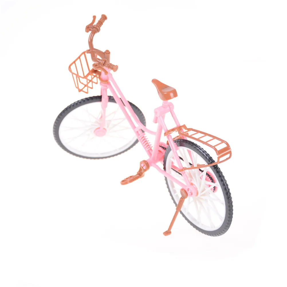1pc Fashion Beautiful Bicycle Fashion Detachable Pink Bike with Brown Plastic Basket for Kids Dolls Accessories Size: 26*8*17
