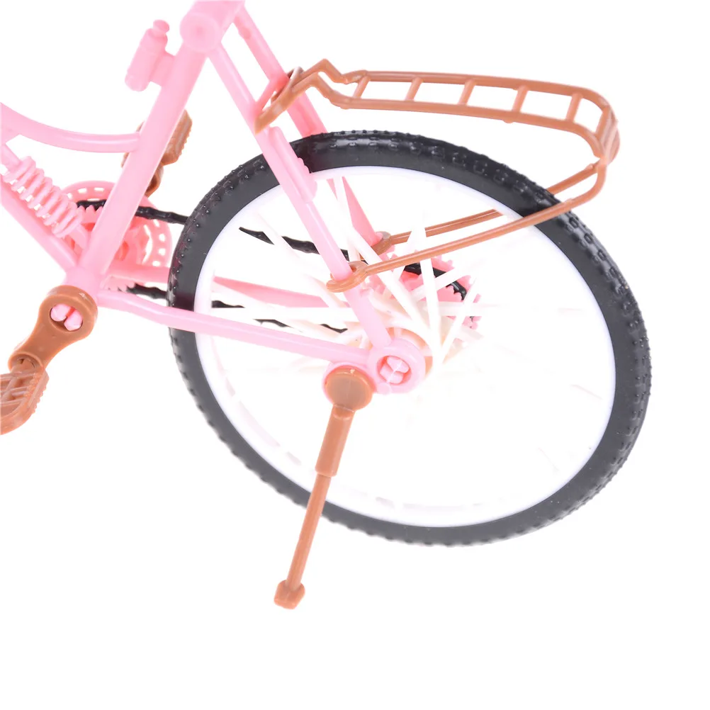 1pc Fashion Beautiful Bicycle Fashion Detachable Pink Bike with Brown Plastic Basket for Kids Dolls Accessories Size: 26*8*17