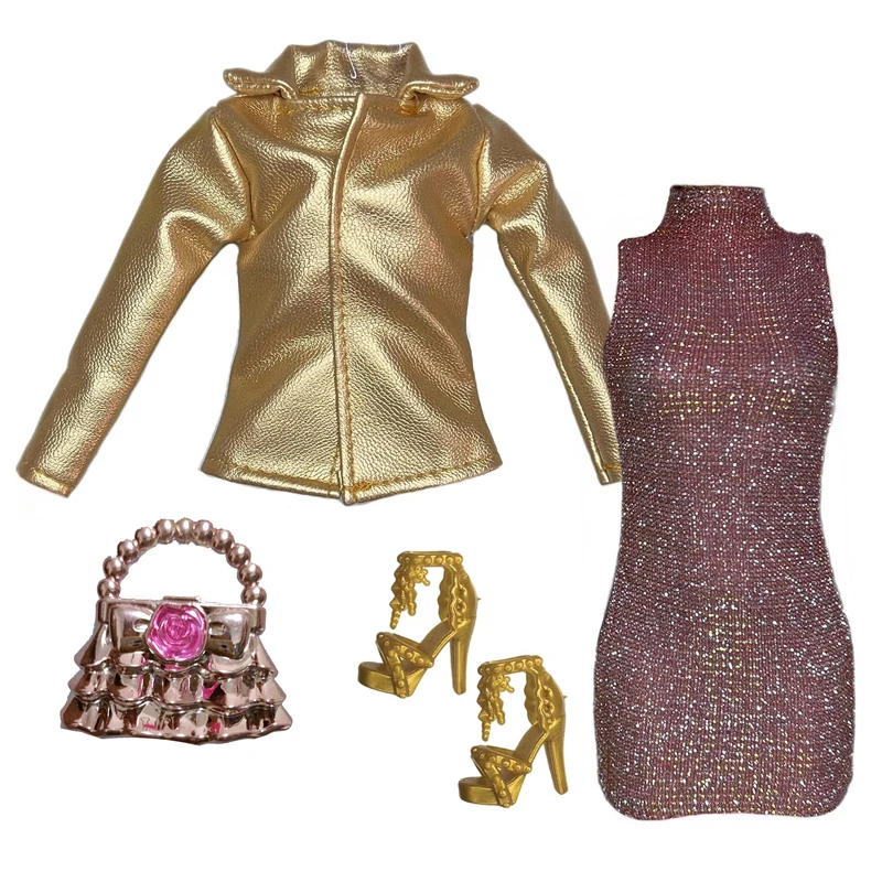 1/6 Doll Clothes Fashion Mix Leather Style for 12 inch Fashion Doll Outfits Set Handmade 30cm Doll Clothing Accessories