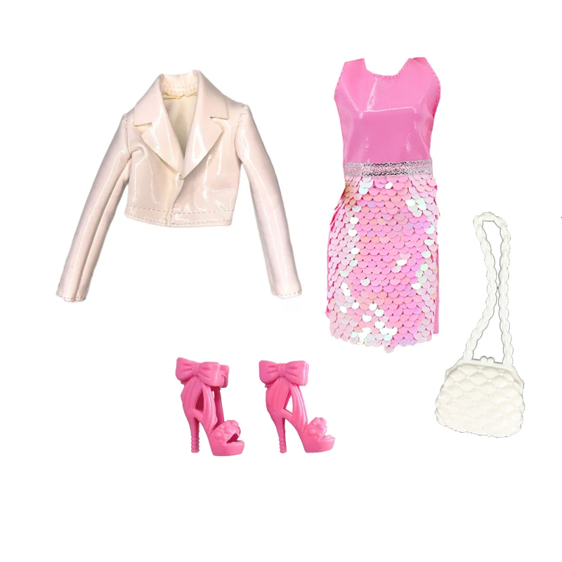 1/6 Doll Clothes Fashion Mix Leather Style for 12 inch Fashion Doll Outfits Set Handmade 30cm Doll Clothing Accessories