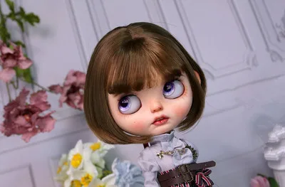 Blythes Doll Wigs Fit the 1/6 Size of the Stylish New Versatile Short Bob Hair with High Temperature Silk Wig in Linen Pink Gold