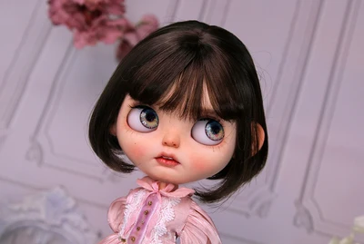 Blythes Doll Wigs Fit the 1/6 Size of the Stylish New Versatile Short Bob Hair with High Temperature Silk Wig in Linen Pink Gold
