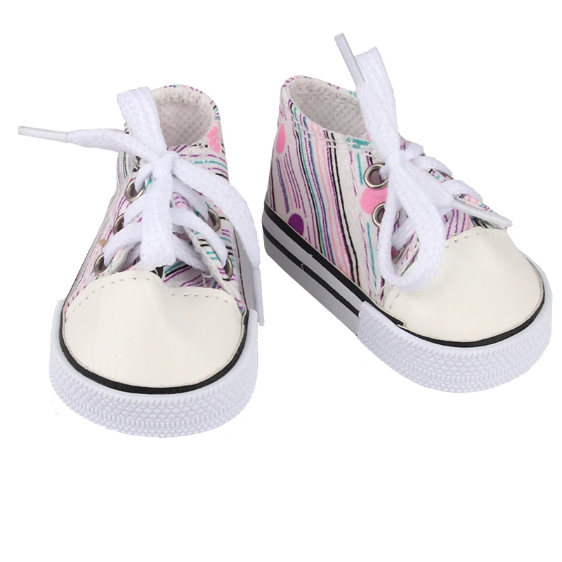 Canvas Cloth 7cm Shoes For 18 Inch American And 43cm New Born Baby Doll Shoes Clothes Accessories For Our generation Girl Dolls